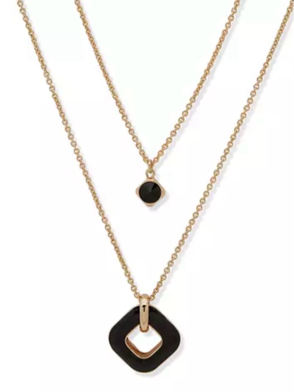 DKNY Gold-Tone Layered Necklace with Black Accents